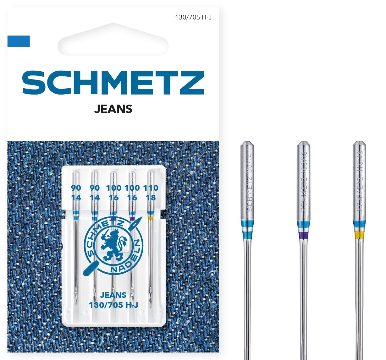 Jeans naald assortiment 2x90-14, 2x100-16, 1x110-18