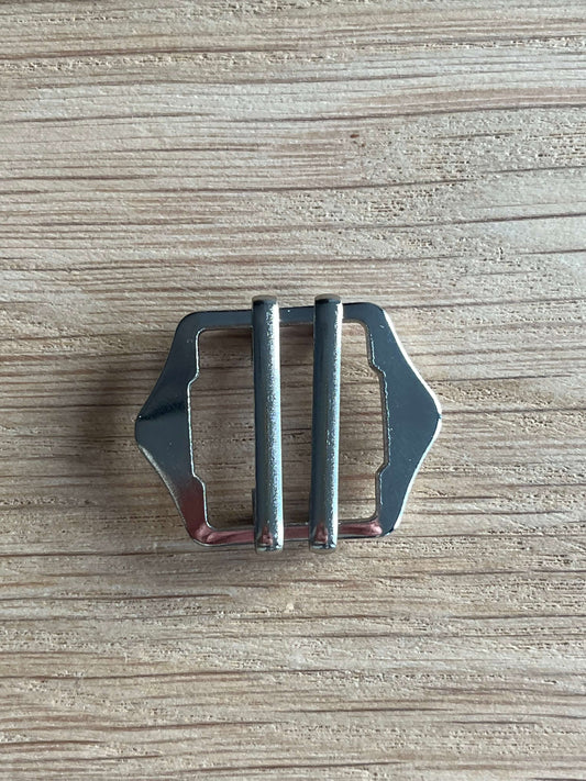 dubbele gespsluiting voor broek zilver voorkant